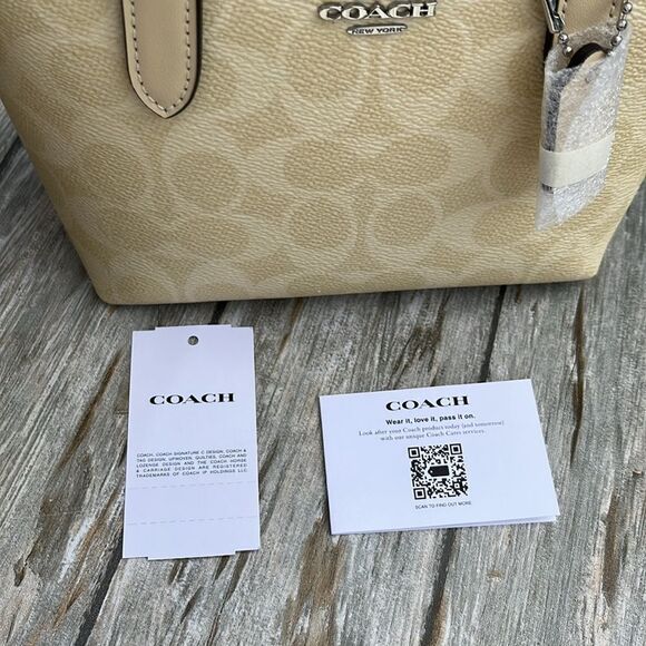 Coach City Mini Tote Bag In Signature Canvas Butter Yellow Crossbody Purse - Picture 7 of 10
